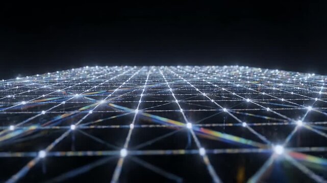 Futuristic Grid Network with Glowing Connections.