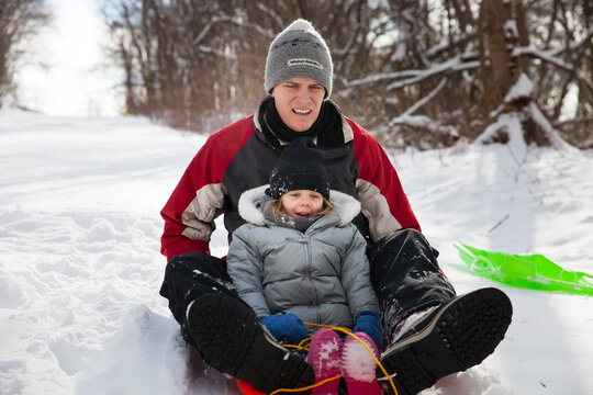 Snow day:  sled riding with daddy