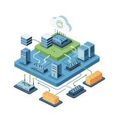 Obraz premium Cloud Computing Infrastructure and Data Center Network.
