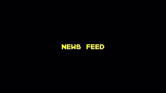 8 Bit Pixel Art "NEWS FEED" Text Animation, Retro Vintage Arcade Game Computer Background 4k video animation seamless loop