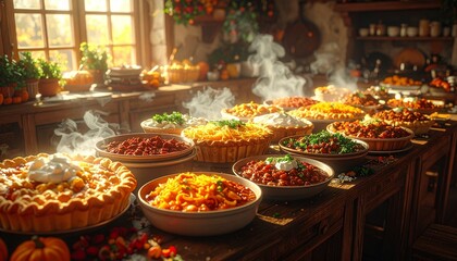 Abundant Thanksgiving Feast - A Cornucopia of Culinary Delights.