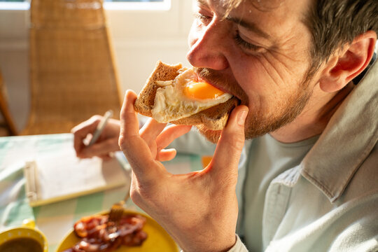 Eating breakfast