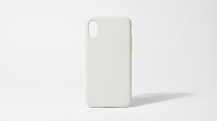 Minimalist white phone case against a light background