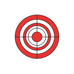 Target graphic with red and white concentric circles, ideal for representing goals, focus, accuracy, and success