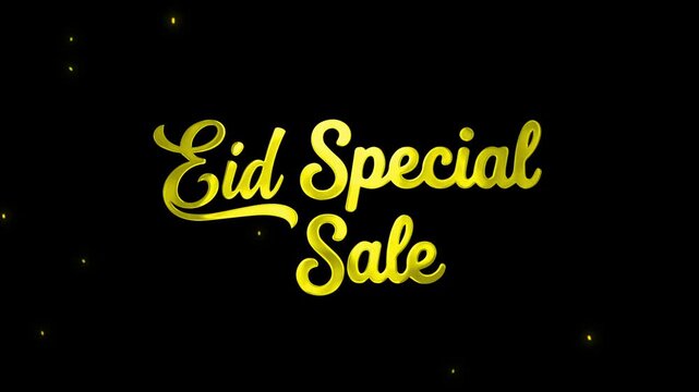 Luxurious 3D Gold Eid Special Sale Animated Typography