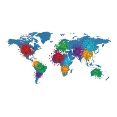 Fototapeta premium Colorful World Map with Vibrant Continents.