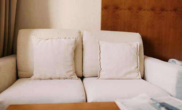 sofa and table in the hotel room