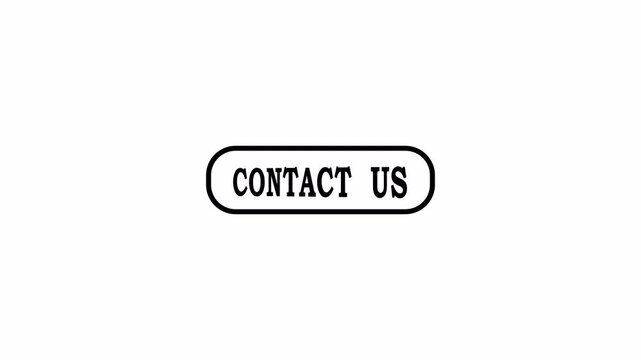 simple oval button with text contact us 4K animation  in transparent background with alpha channel contact us text animation 