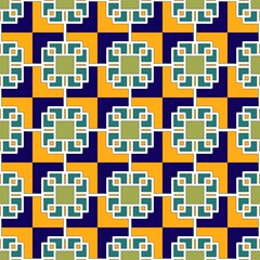 Naklejka premium Geometric Seamless Pattern with Interlocking Squares and Moroccan Inspired Motifs