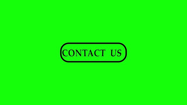 simple oval button with text contact us 4K animation  in transparent background with alpha channel contact us text animation 