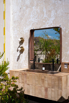 Backyard outdoor modern and chic double sink
