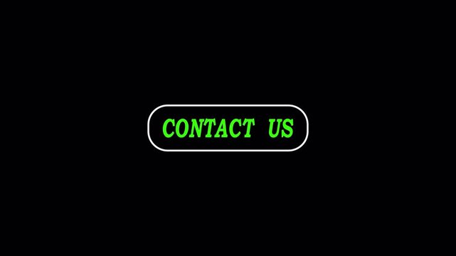 simple oval button with text contact us 4K animation  in transparent background with alpha channel contact us text animation 