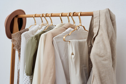 Clothing hanging on a rack