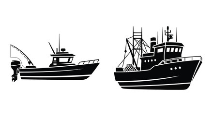 Two fishing boats depicted in a striking black silhouette © MDJAMAL