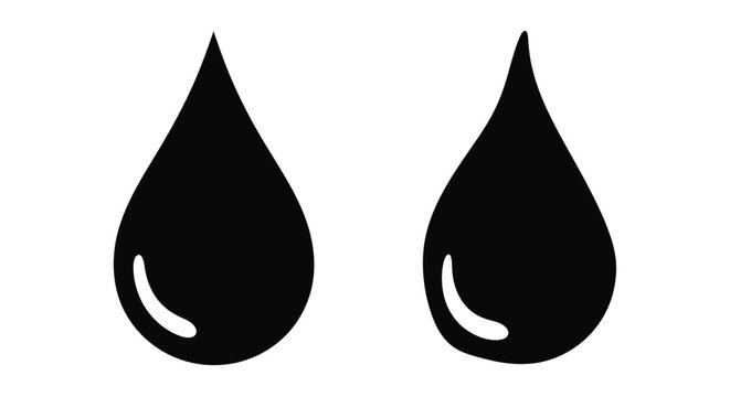 Two black teardrop shapes against a white background silhouette