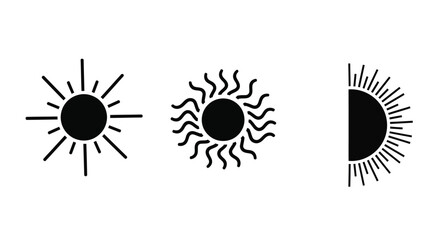Three sun icons in varying phases a striking silhouette