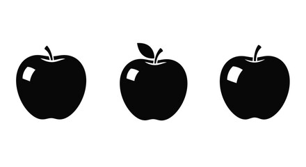 Three black apple shapes displayed in a simple graphic silhouette