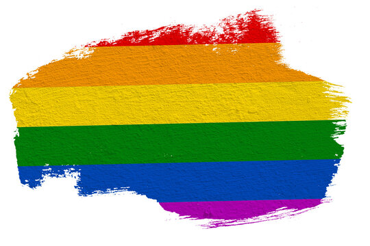 Rainbow flag brush stroke expressing Lgbtq pride concept