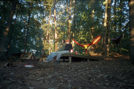 Two Friends at a Campsite