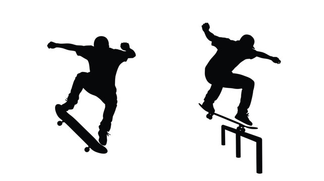 Two thai tuk tuks depicted in a stark black silhouette