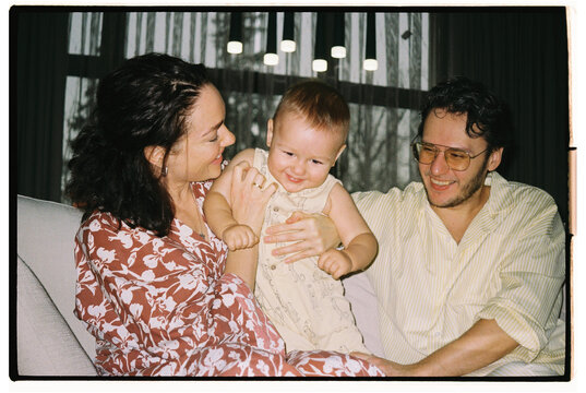 Joyful family moment captured at home