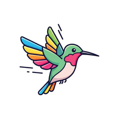 Fototapeta premium Colorful Cartoon Hummingbird in Flight.