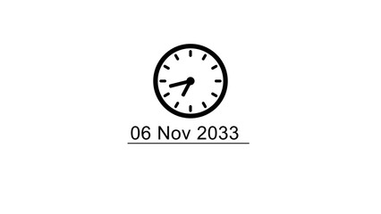 Timer clock icon illustration.  Schedule calendar date and time. Calendar clock icon on white background.