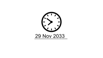 Timer clock icon illustration.  Schedule calendar date and time. Calendar clock icon on white background.