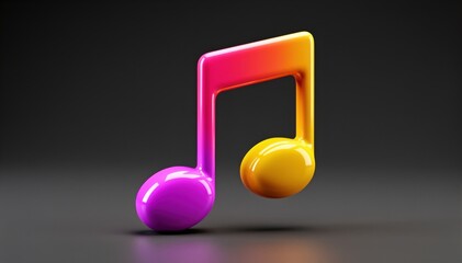 Melodic Hue: A vibrant and modern representation of a musical note, rendered in a spectrum of vivid colors against a dark background, representing the emotional power of music.
