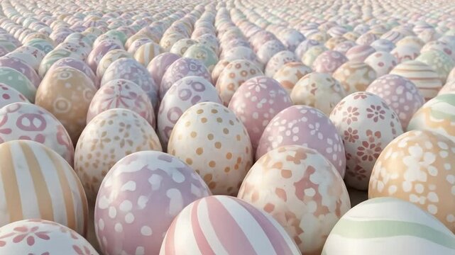 Infinite Field of Pastel Patterned Easter Eggs for Soft Aesthetic Spring Background