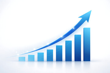 Business Growth Chart with Upward Arrow on Clean Background