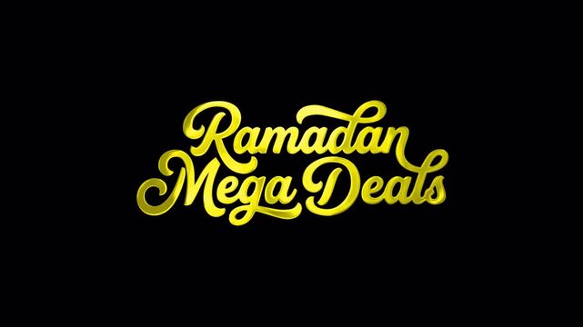 Luxurious 3D Gold Ramadan Mega Deals Animated Typography Transparent