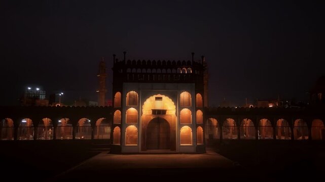 night view of the mosque, moti masjid bhopal, bhopal city