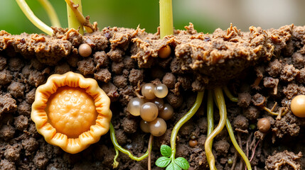 Symbiotic bacteria fixing atmospheric nitrogen inside root nodules