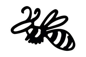 Obraz premium Hand drawn happy funny cute honey bee clipart Adorable flying striped insect friendly kawaii bumble bee For kids print, web, design, decor, logo