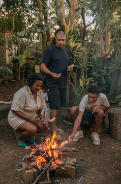 Family by Firepit