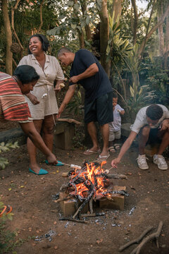 Family by Firepit