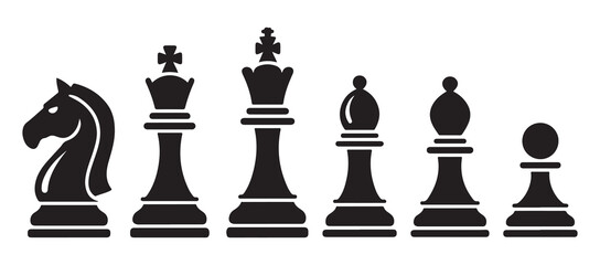 Set of black and white chess pieces vector illustration isolated on white background © Farik