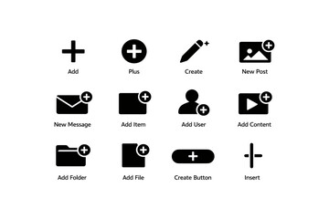 Fototapeta premium User interface icons set with add and create features