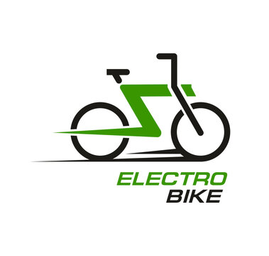 Electrobike icon. Clean vector silhouette of electric bike or eco friendly motorbike. Sustainable city transport, battery power, and fast urban mobility. Emblem for electric vehicle branding