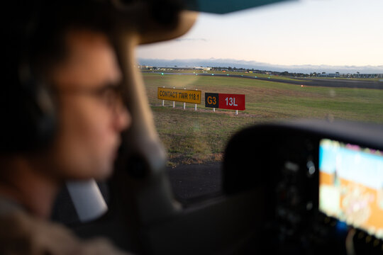 Pilot Awaiting Clearance at Runway Holding Point