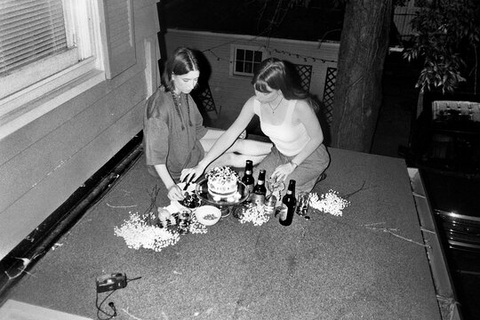 Rooftop Picnic with Cake and Drinks