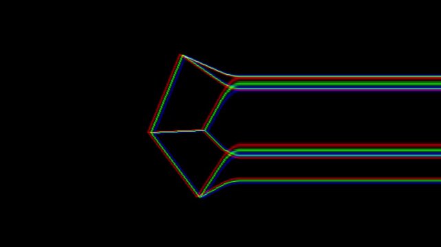 Retro style and pixelated 3d cube shape spinning animaton with distorted lines. and glitch effects