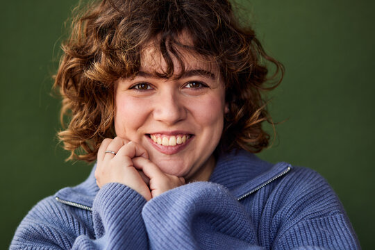 Woman smiling in studio