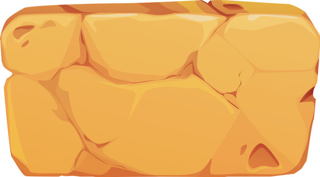 Ancient Egypt game sandstone tablet game icon, Egyptian treasure asset. Cartoon vector old, textured, rectangular stone plate, block, piece of wall, ruins or brick with soft desert color and cracks