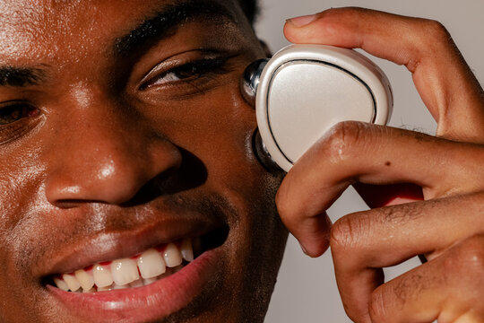 Extreme Close-Up of Facial Massage Routine