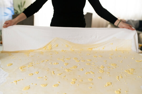 Homemade Serbian Gibanica preparation
