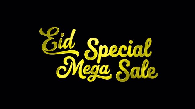 Luxurious 3D Gold Eid Special Mega Sale Animated Typography Transparent