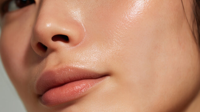 Close-up of hydrated and radiant skin