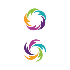 Colorful Teamwork Hands Unity Logo